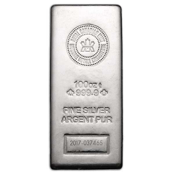 100 oz Royal Canadian Mint Silver Bar